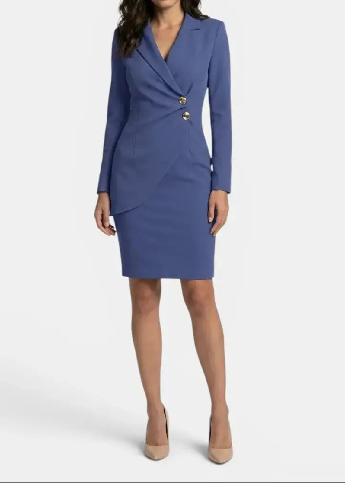 Abito blazer a portafoglio con revers e bottoni decorativi