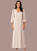 Abito lungo oversize con scollo a V e maniche lunghe