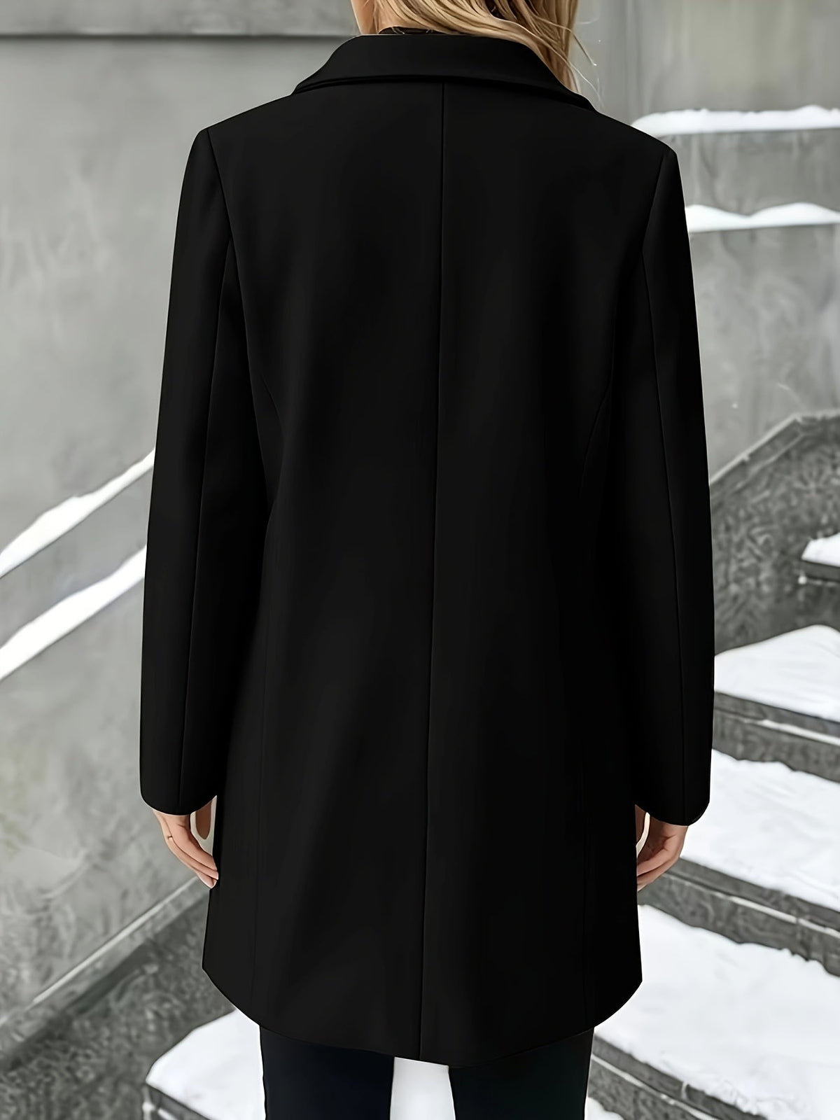 Cappotto lungo in misto lana con revers e bottoni