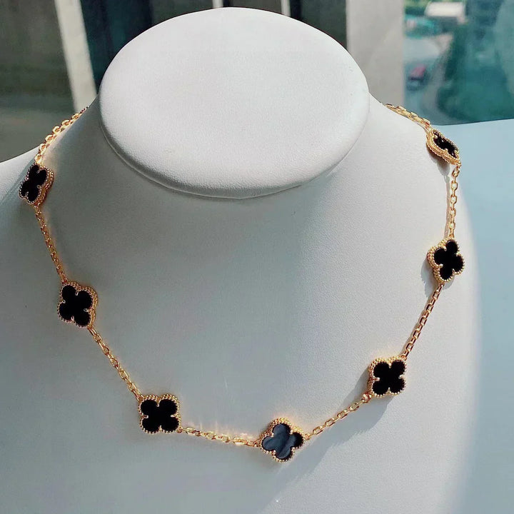 CLOVER | Halskette 10-Motiv Schwarz