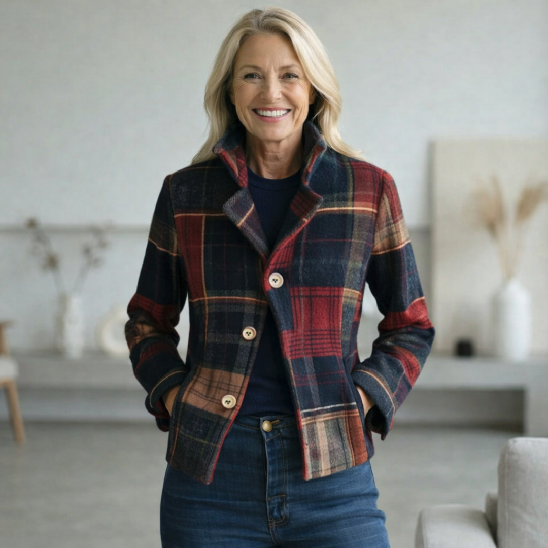 Cappotto a quadri con collo alto