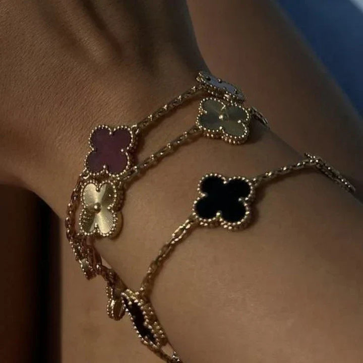 CLOVER | Armband Schwarz/Silber