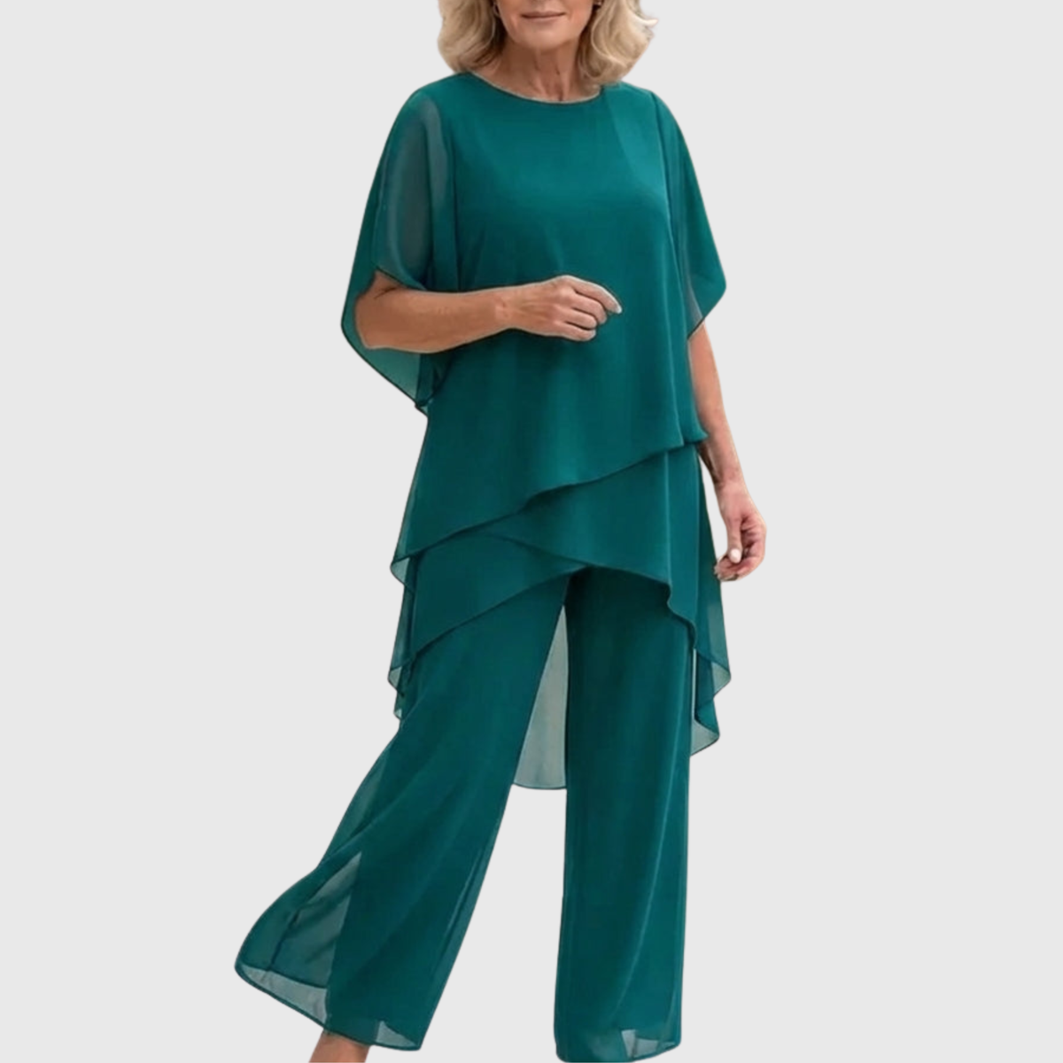 Completo due pezzi con top fluido e pantaloni palazzo