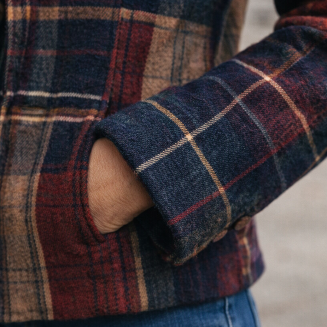 Cappotto a quadri con collo alto