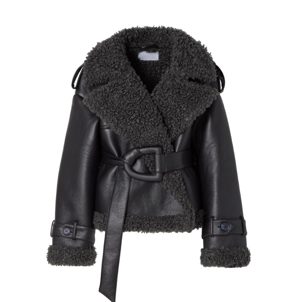 Giacca teddy con cintura