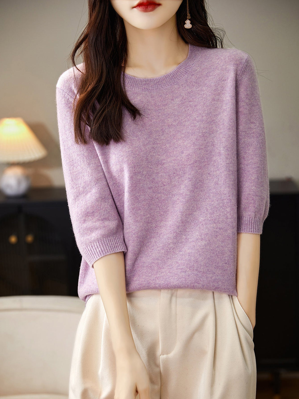 Maglione in misto lana a girocollo