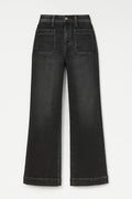 Jeans a vita alta con gamba larga e tasche