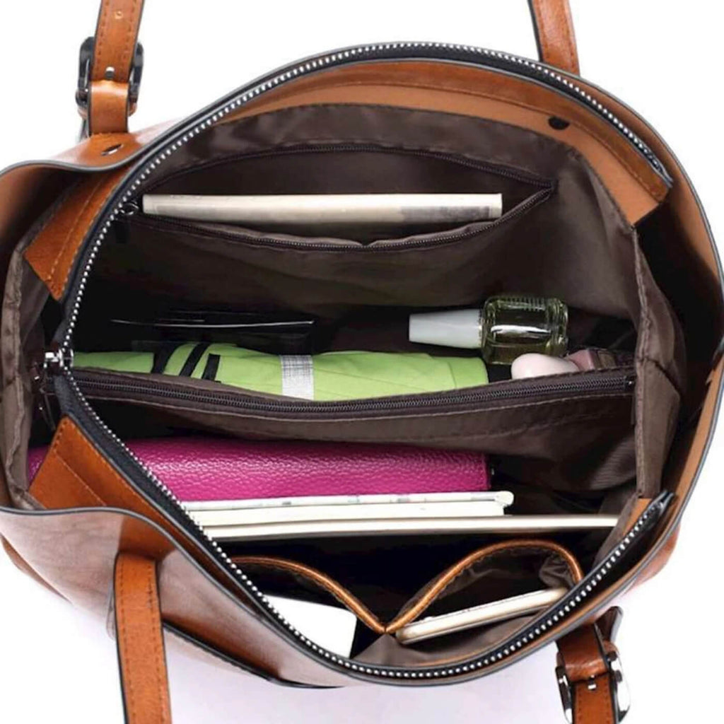 Borsa shopper capiente con cerniera e tasche interne