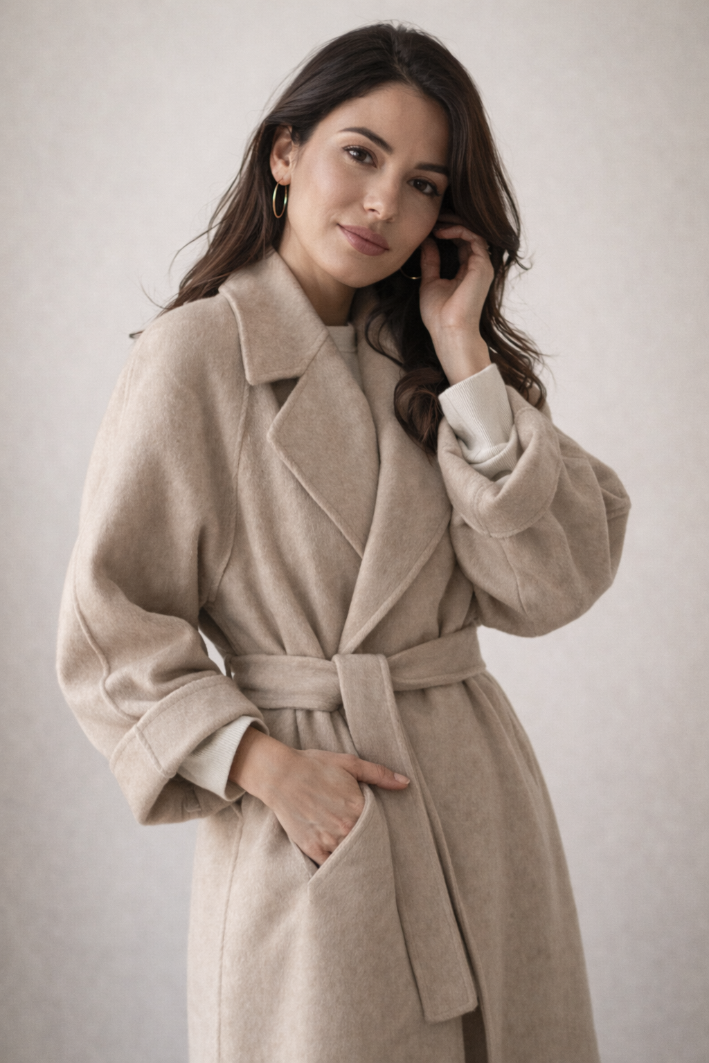 Cappotto lungo con cintura