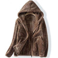Felpa oversize in tessuto teddy con cappuccio e zip