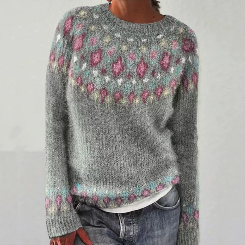 Maglione oversize con motivo norvegese e blocchi di colore
