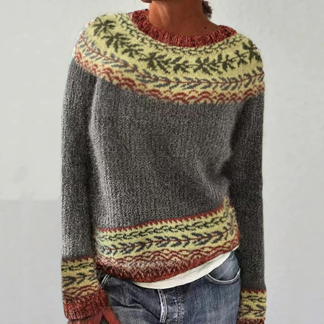 Maglione oversize con motivo norvegese e blocchi di colore