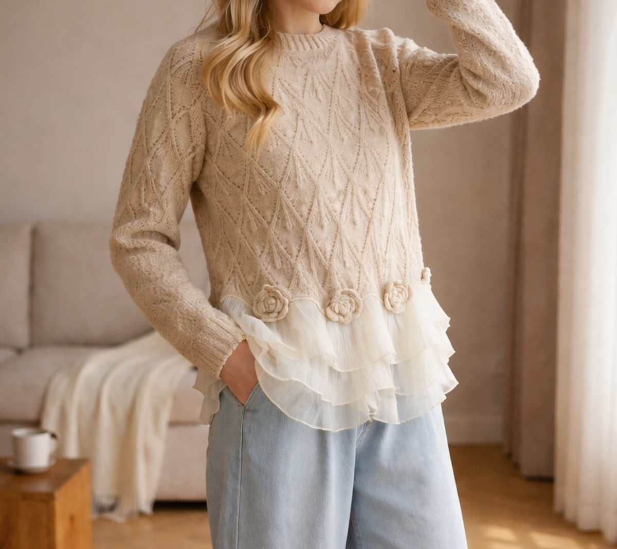 Cardigan con ruches