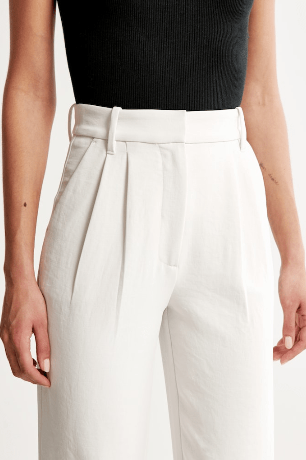 Pantaloni in viscosa a vita alta con gamba larga e zip