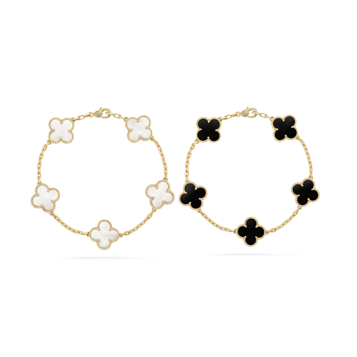 2-Teiliges Clover Armband-Set - Schwarz/Weiß