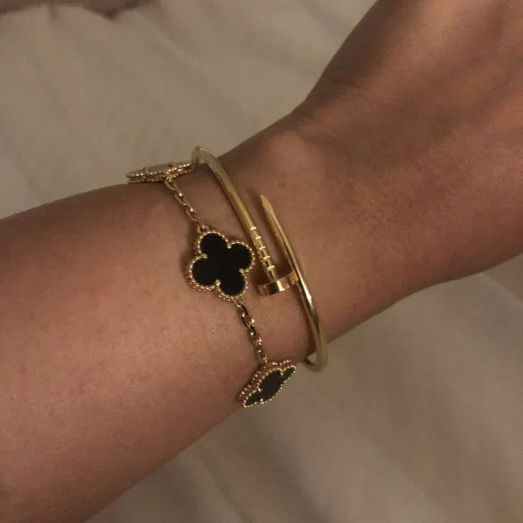 CLOVER | Armband Schwarz/Silber