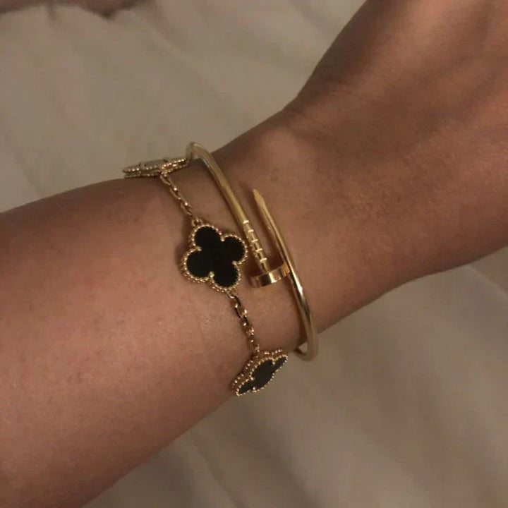 CLOVER | Armband Schwarz/Silber
