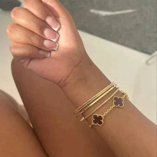 CLOVER | Armband Schwarz/Silber