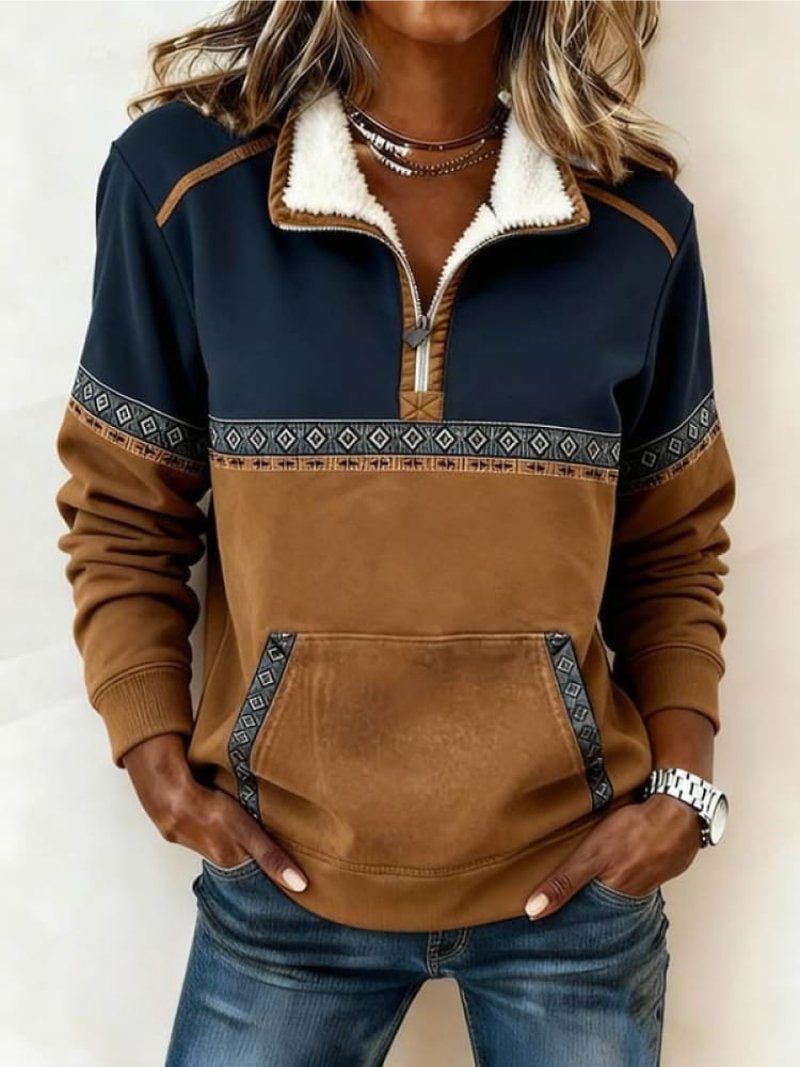 Felpa teddy con zip e maniche lunghe