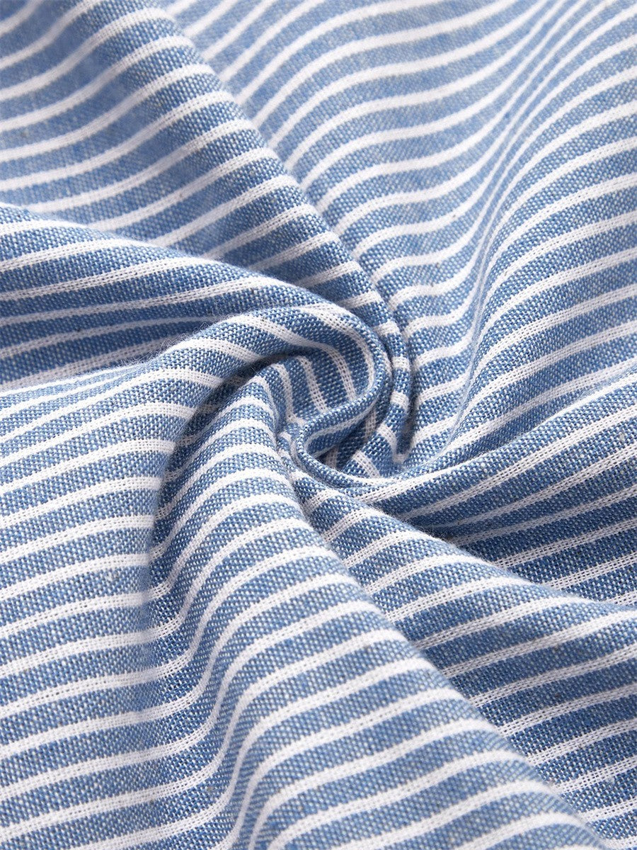 Abito midi a righe verticali con maniche corte e tasche