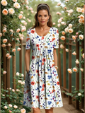 Abito midi a fiori con vita morbida