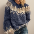 Maglione a girocollo con motivo norvegese e taglio ampio