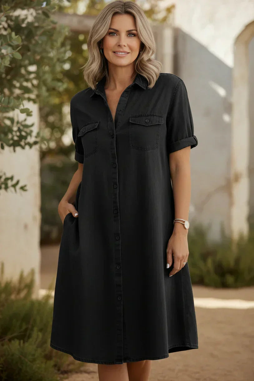 Abito midi vintage con maniche corte
