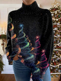 Maglione a collo alto con glitter e maniche lunghe