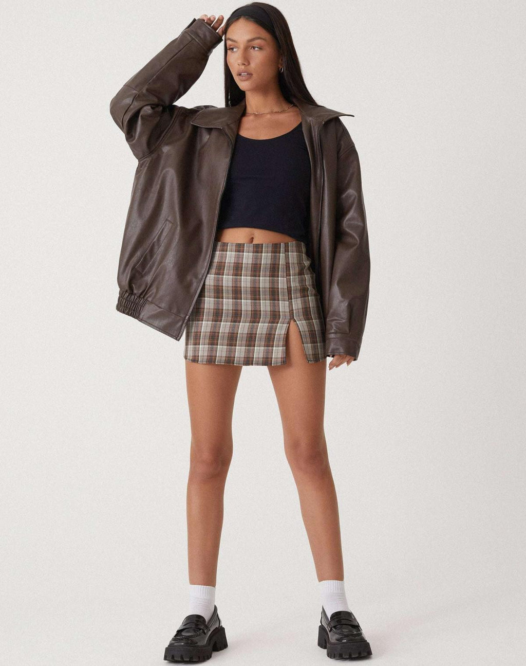 Giacca lunga oversize effetto pelle
