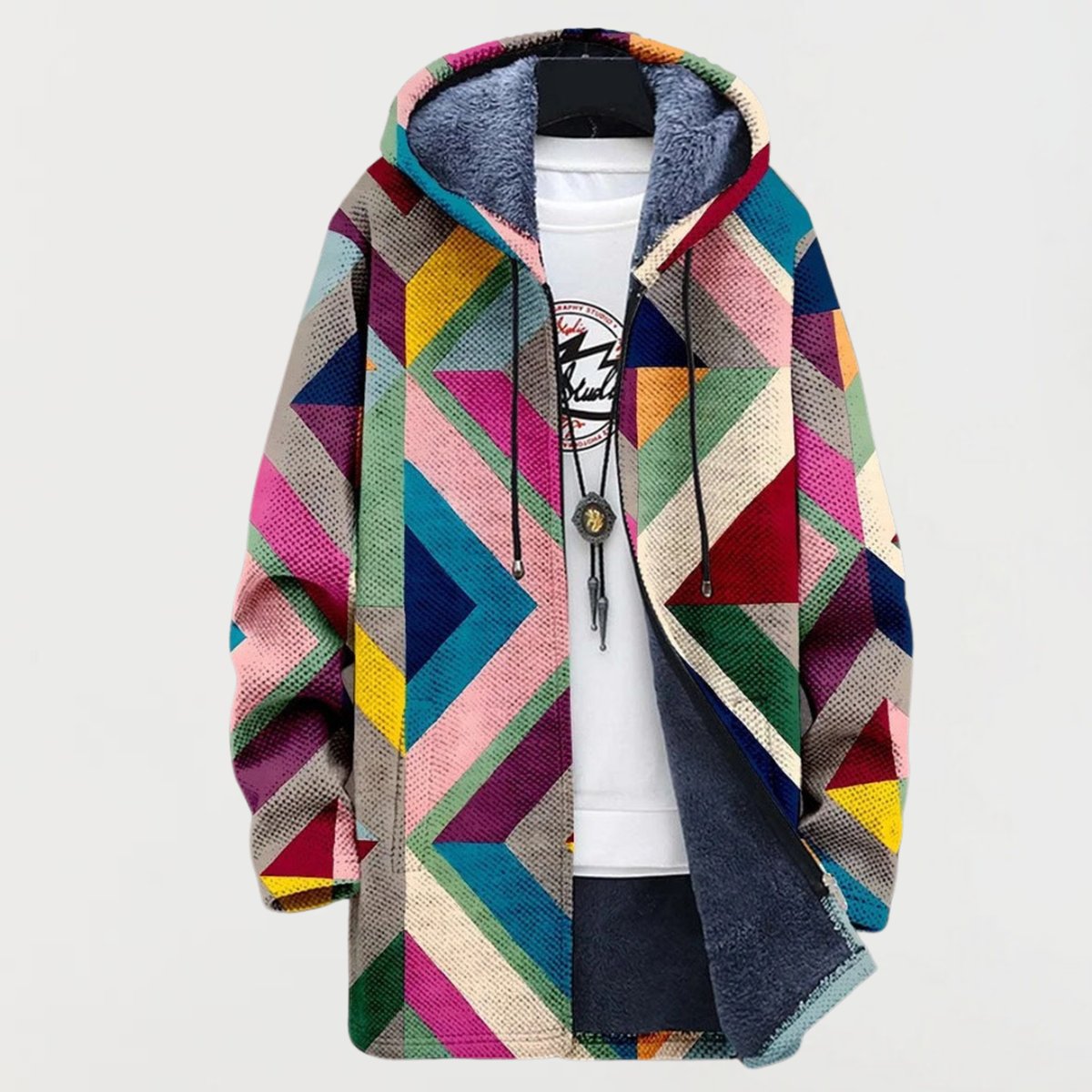 Cardigan oversize in pile foderato con cappuccio