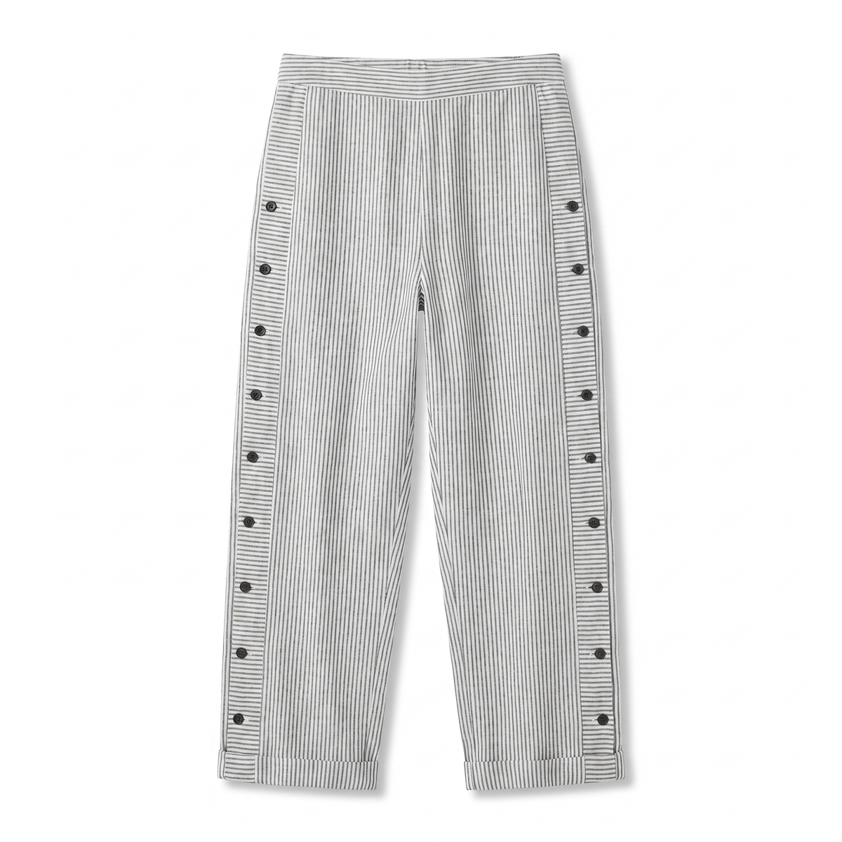 Pantaloni dritti con banda laterale a righe e bottoni